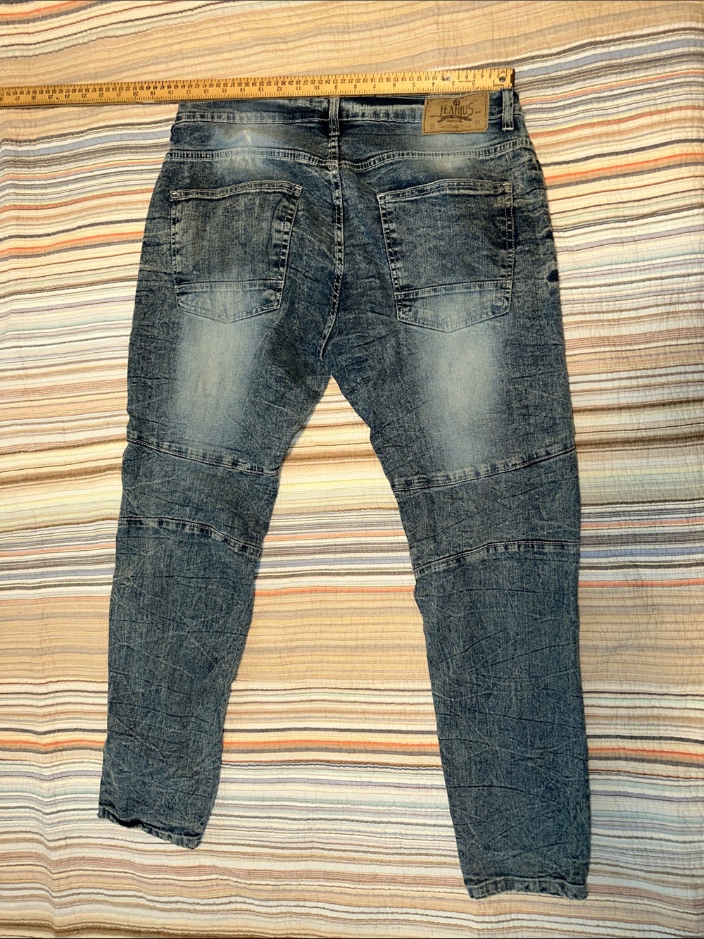 Akademiks Men's Distressed Blue Jeans knee patched antique woven Japanese denim - Picture 8 of 8